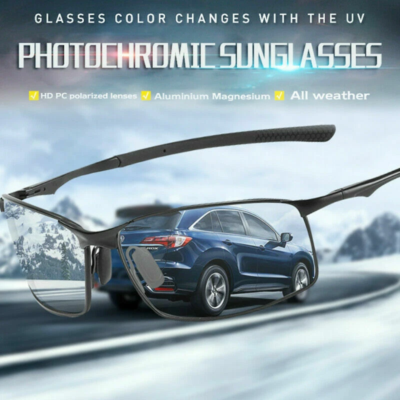 Men HD Polarized sunglasses Photochromic Sports Chameleon Driving Pilot Eyewear  - Image 4 of 4