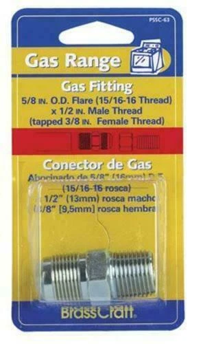 Gas Range Adapter 1/2'' MIP ID 5/8'' FLARE OD - Brass Craft PSSC-63 (3-PACK) - Image 2 of 2