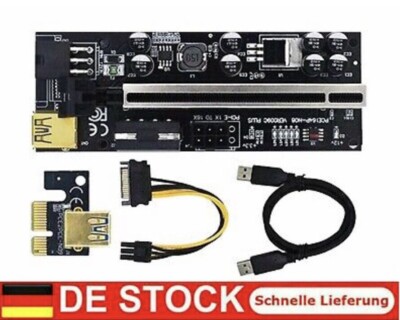 Pci-E Riser Version 010S Plus | 8 Capacitors | Black on Black | GPU Mining Rig