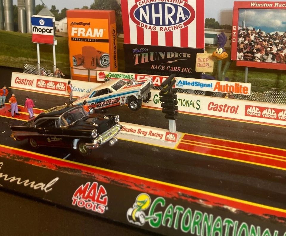 1957 CHEVY BELAIR A/GAS BLOWN & INJECTED GASSER NHRA DRAG RACING LEGENDS LOOSE - Image 3 of 4