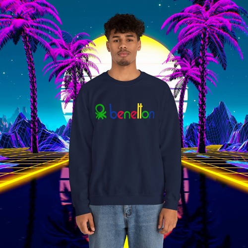 Custom Benetton vintage 1980s design sweatshirt Unisex men women 90s sweater - Picture 29 of 36