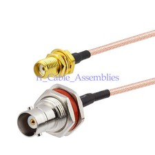 3 FT BNC Jack Female bulkhead O-ring to SMA Female RF Pigtail Jumper cable RG316