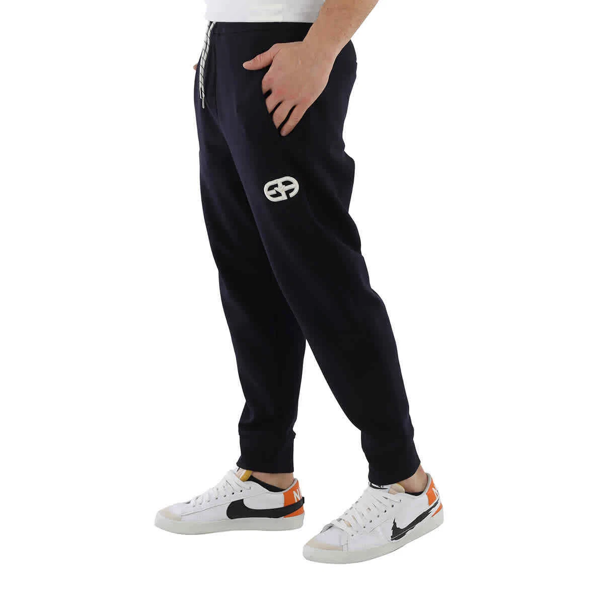 Emporio Armani Men s Navy Logo Embroidered Track Pants eBay