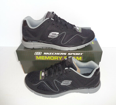Skechers Mens Memory Foam Black Lace Up Trainers Casual