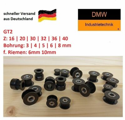 GT2 Zahnrad schwarz Riemenscheibe Zahnriemenrad CNC 3D Drucker Kugellager Pulley