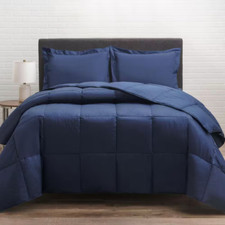 Down-Filled Cotton Twill Blue Twin Comforter Free Shipping New