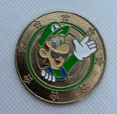 Nintendo Super Mario Luigi Frankford Candy Gold-tone Token Coin