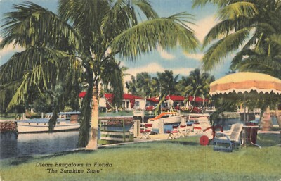 Postcard 1953 Dream Bungalows in Florida, The Sunshine State VTG ME2.