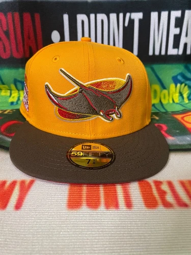 NEW ERA TAMPA BAY DEVIL RAYS TROPICANA Custom 59Fifty YELLOW/BROWN New 9/19/23
