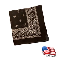 Bandana 100% Cotton Face Mask Head Wrap Scarf Paisley Solid Hankerchief