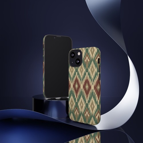 Ikat Pattern Phone Case, Boho Chic Tech Accessory, Tough Cover Mobile Case - 第 95/239 張圖片