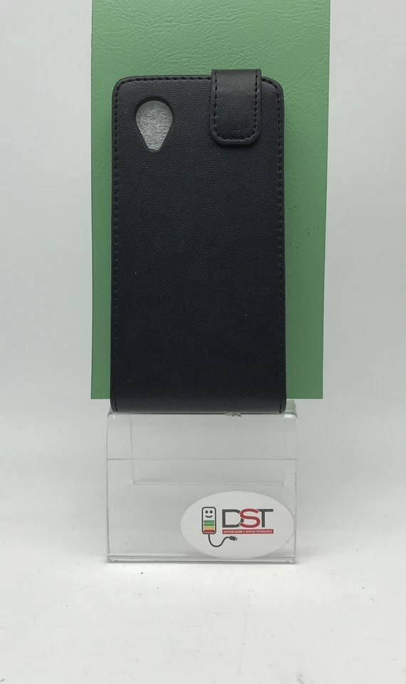 Cover case a FLIP Verticale per LG NEXUS 4 Rigida Nera Pelle - Immagine 2 di 4