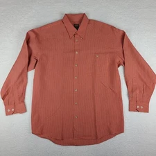 Scott Barber Shirt Mens Large Dark Orange Black Beige Check Button Down VTG