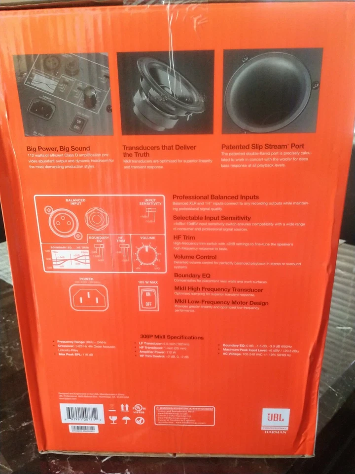 JBL 306P MkII Powered 6 inch Two-Way Studio Monitor - Matte Black - Image 2 of 4