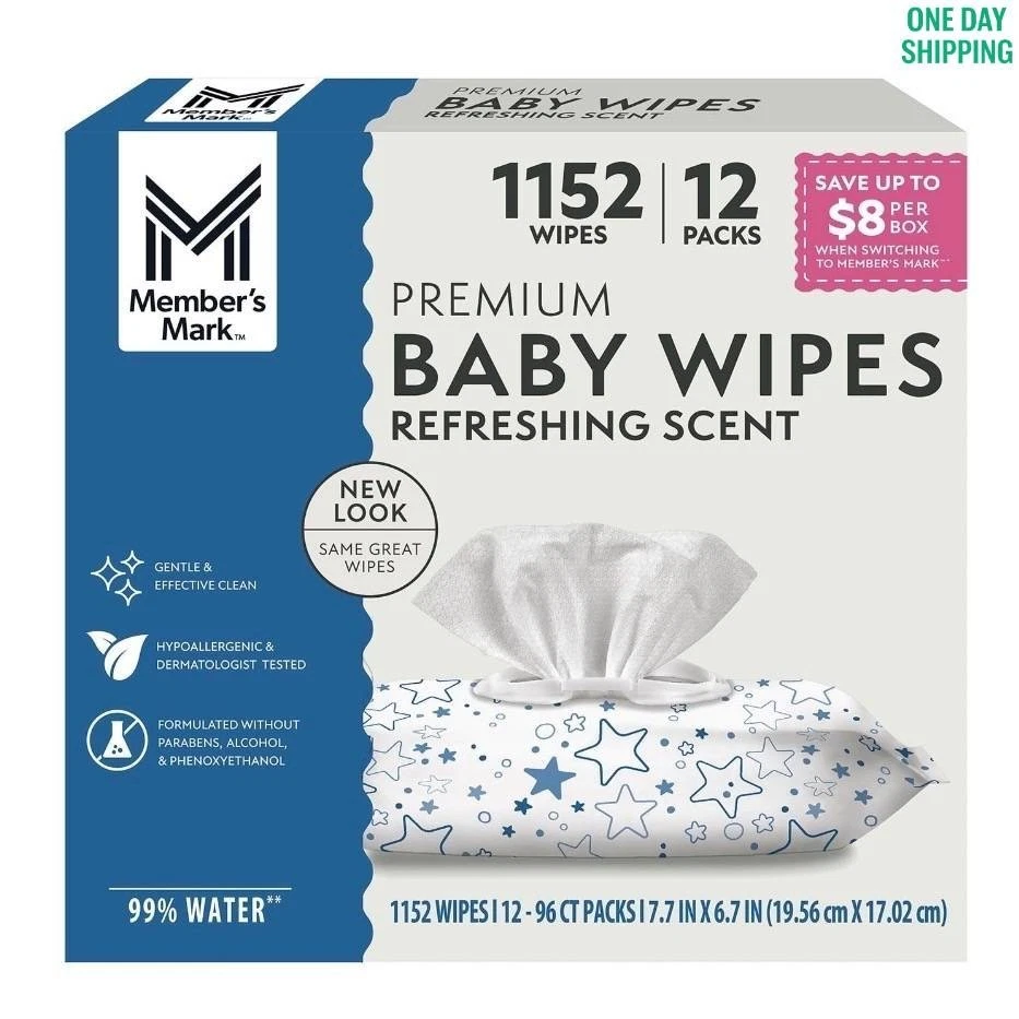 Member's Mark Premium Refreshing Clean Scented Baby Wipes, 12 Packs (1152 ct.)
Opens in a new window
