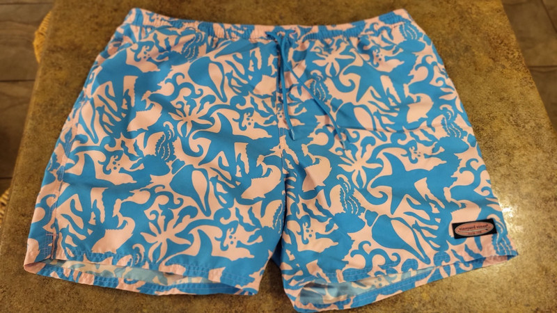 Blue/Pink Vineyard Vines Swim Trunks Men's XXL / 2XL Swimwear w/pouch