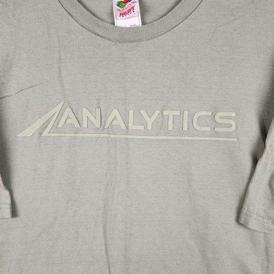 Vintage Analytics Shirt Mens 2XL Green Raised Letter Logo Computer Analytics Y2k