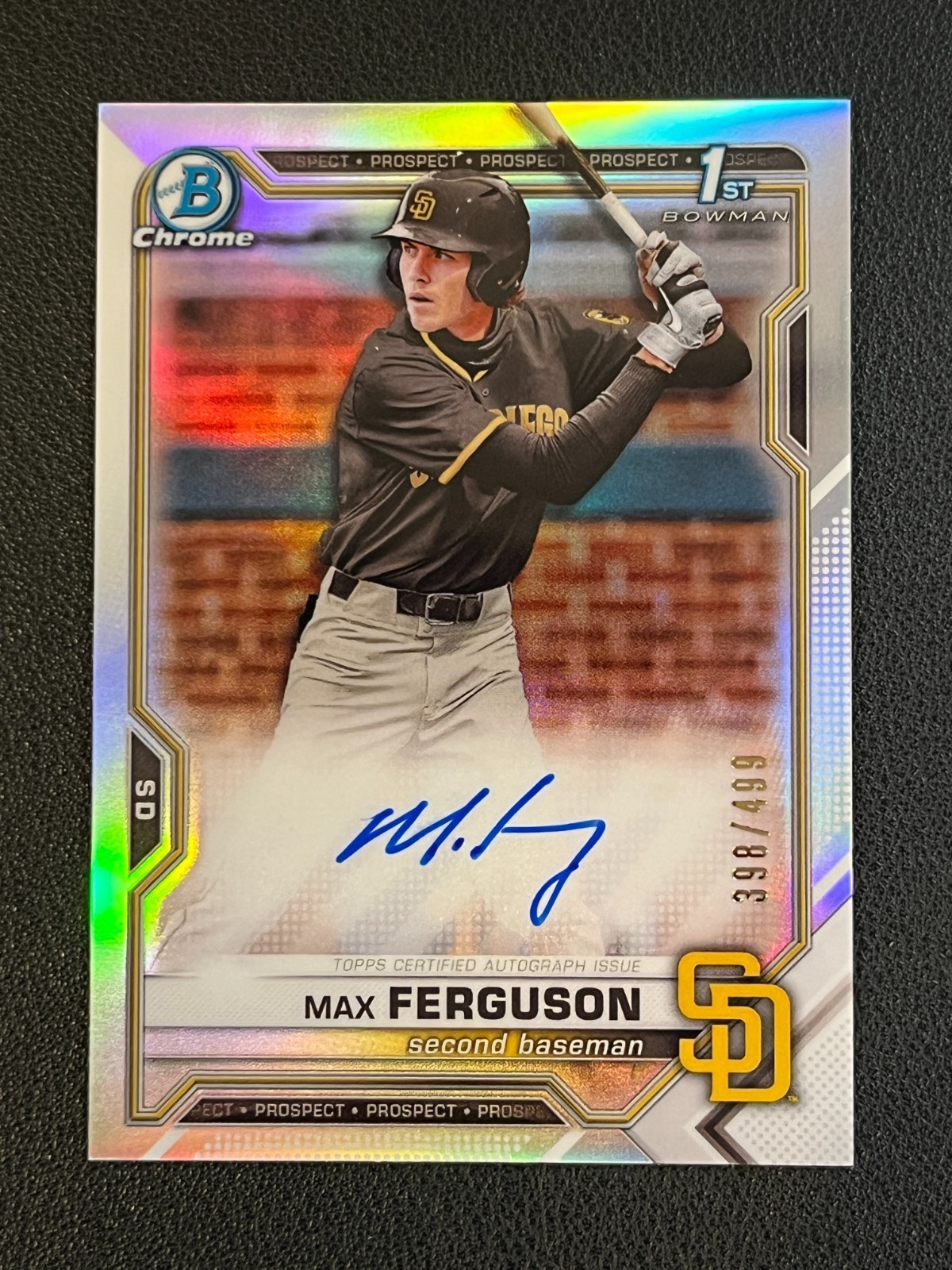 Max Ferguson 2021 Bowman Chrome 1st Auto Refractor /499 Padres
