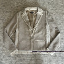 Vince Cream Fringe Trim Tweed Jacket size XS