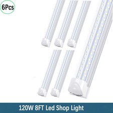 6 Pack 8FT 120W LED Tube Light T8 Integrate 4 Row V-shape LED Shop Light Fixture