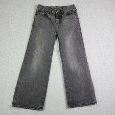 Old Navy Baggy Jeans Girls 12 Black Rinse High Rise Built-In Tough Boho Wide Leg