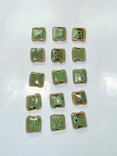 Loose Green 15 Ceramic/Porcelain 14mm Squares Beads