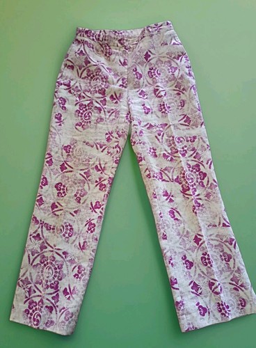 Versus Versace, VERSUS-Gianni VERSACE Trousers VTG 90s Oriental Fuschia White Sz 28/42IT-Ramie