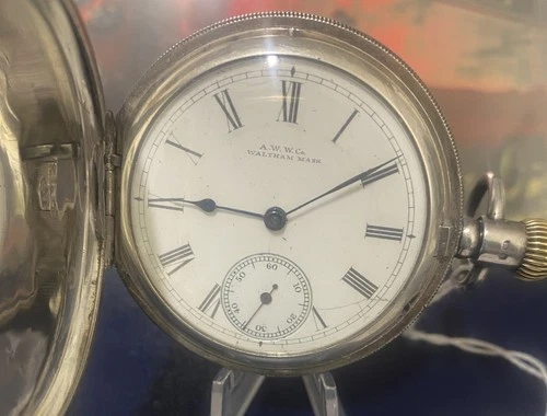 ANTIQUE SILVER FULL HUNTER POCKET WATCH WALTHAM “HILLSIDE “HM 1892 WORKING ORDER