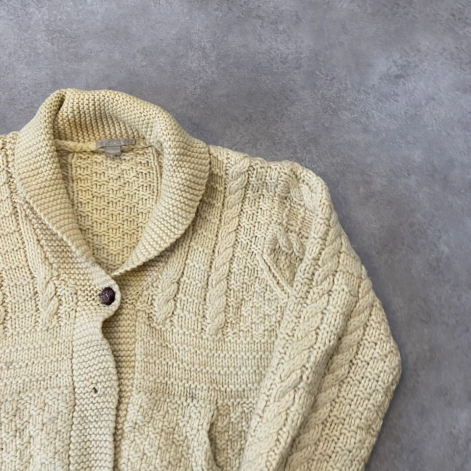 J.CREW Arran Cardigan Womens Large Wool Knit Button Front Sweater, Beige - Image 2 of 4