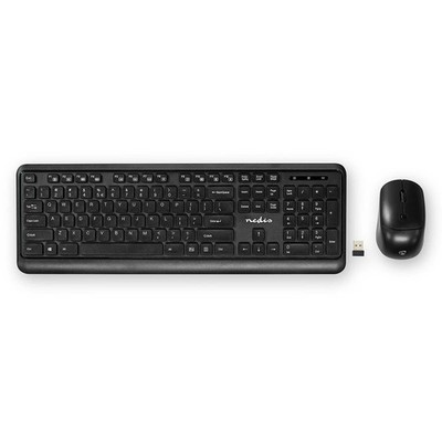 Nedis QWERTY US Wireless Keyboard Pack mit Wireless Maus und USB Nano-Empfänger
