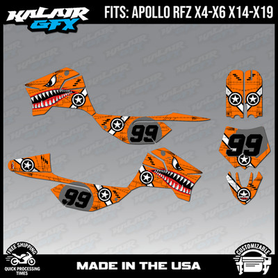 Graphics Kit for Apollo RFZ X4 X5 X6, X14 to X19 Predator Series - Orange