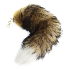 Fluffy Black Fox Tail Keychain 17 inches Real About 17 / 40cm, Sunny