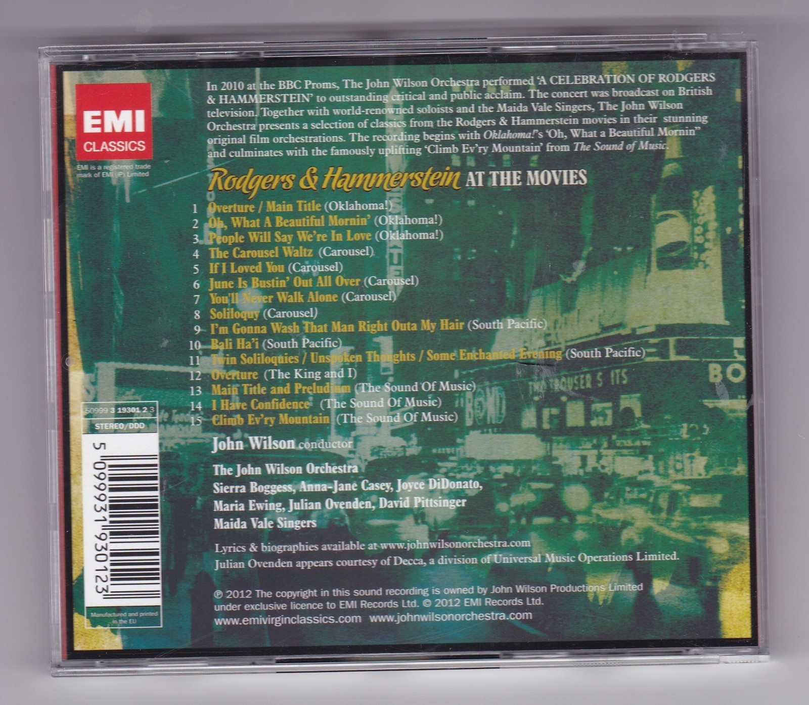 John Wilson Orchestra Rodgers & Hammerstein at the Movies CD MINT/NM OKLAHOMA !!