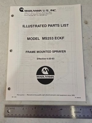 MARUYAMA Parts List Frame Mounted Sprayer Model MS253ECKF, 6/93 - FREE SHIPPING