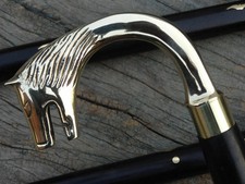 Handmade Brass Victorian Wolf Head Handle Wooden Walking Stick Antique Cane Gift