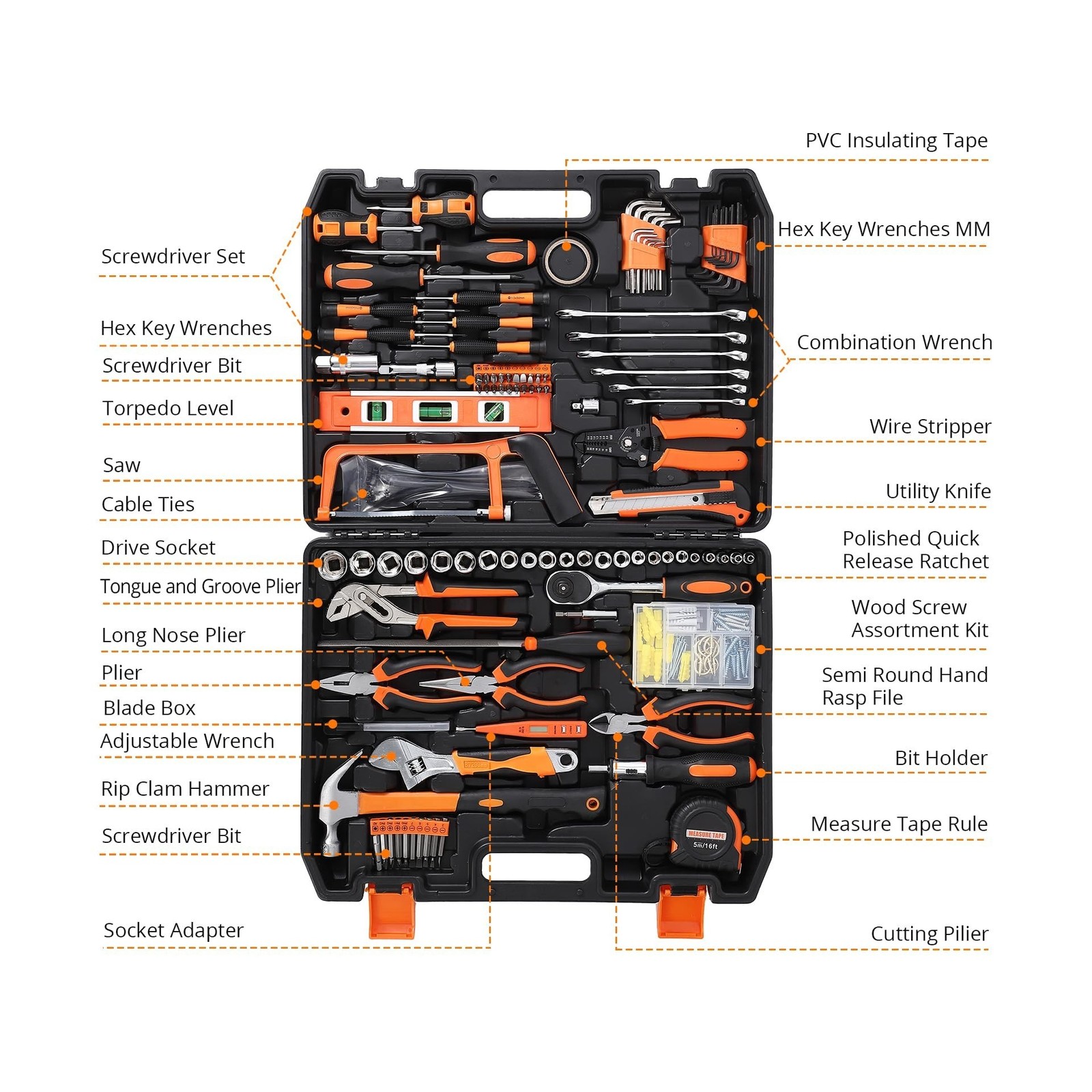 PioneerWorks 236 Piece Socket Wrench Auto Repair Tool Combination Package Mix...
