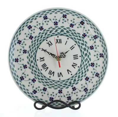 Blue Rose Polish Pottery Sage Floral Clock