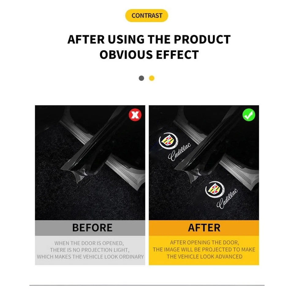 2PCS LED Car Door Lamp Projector Lamp Welcome Paddle Lights for Cadill/a ATS SRX Foto 3 de 4