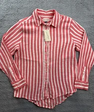 Universal Thread Womens XS Pink Striped Gauze Long Sleeve Collared Shirt