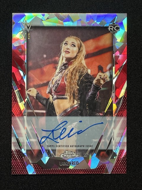 2026 Topps Chrome Sapphire WWE Lainey Reid Red Auto 5/5 RC #BCA-LNY The Omega
