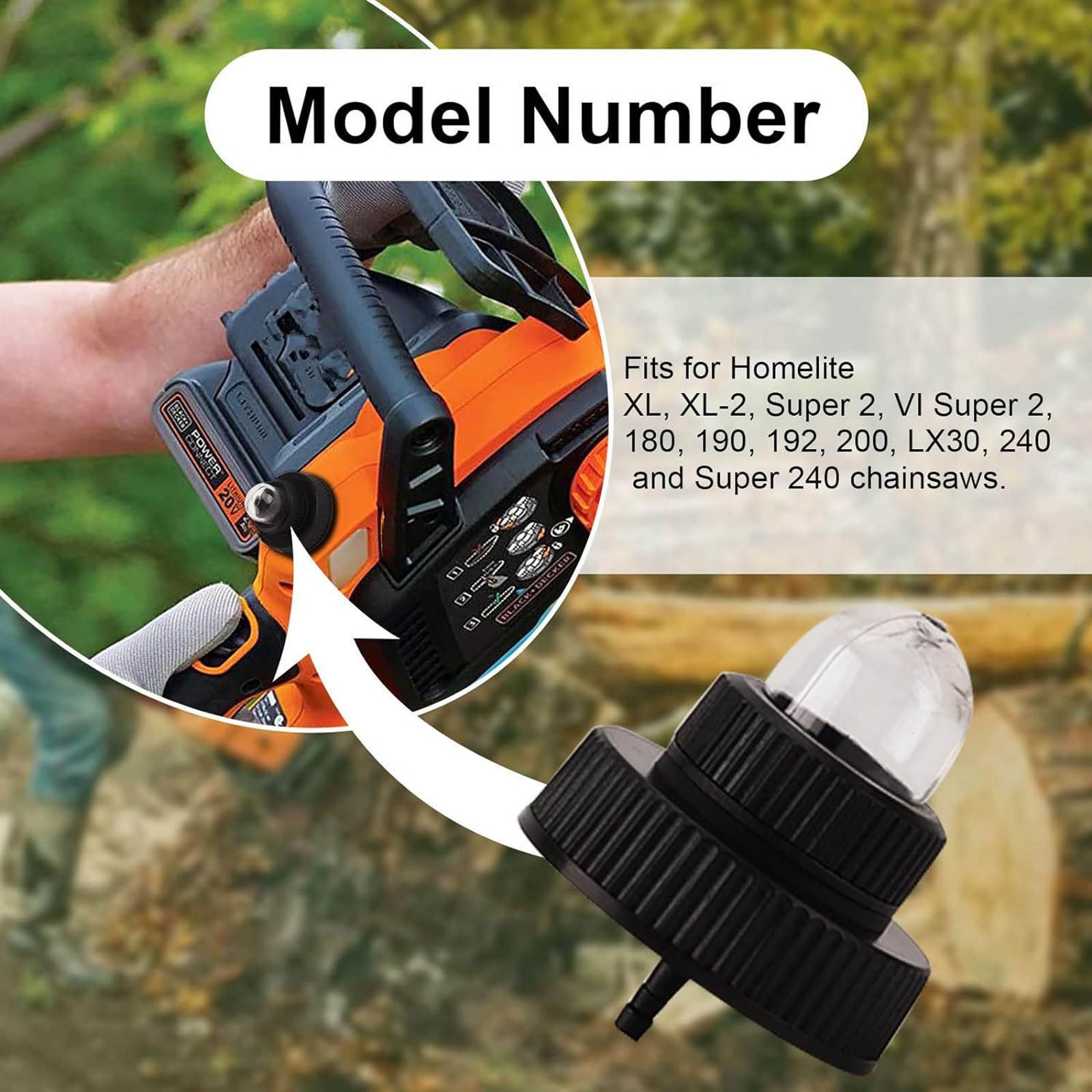 Chainsaw Fuel Gas Cap with Built-in Primer Bulb Fit For Homelite A01372A UP05955