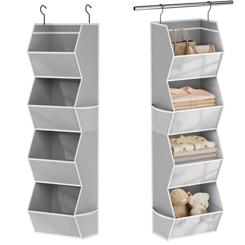 Hanging Closet Organizer 4 Shelf Collapsible Bedroom Closet Organizers and St... - Picture 1 of 7