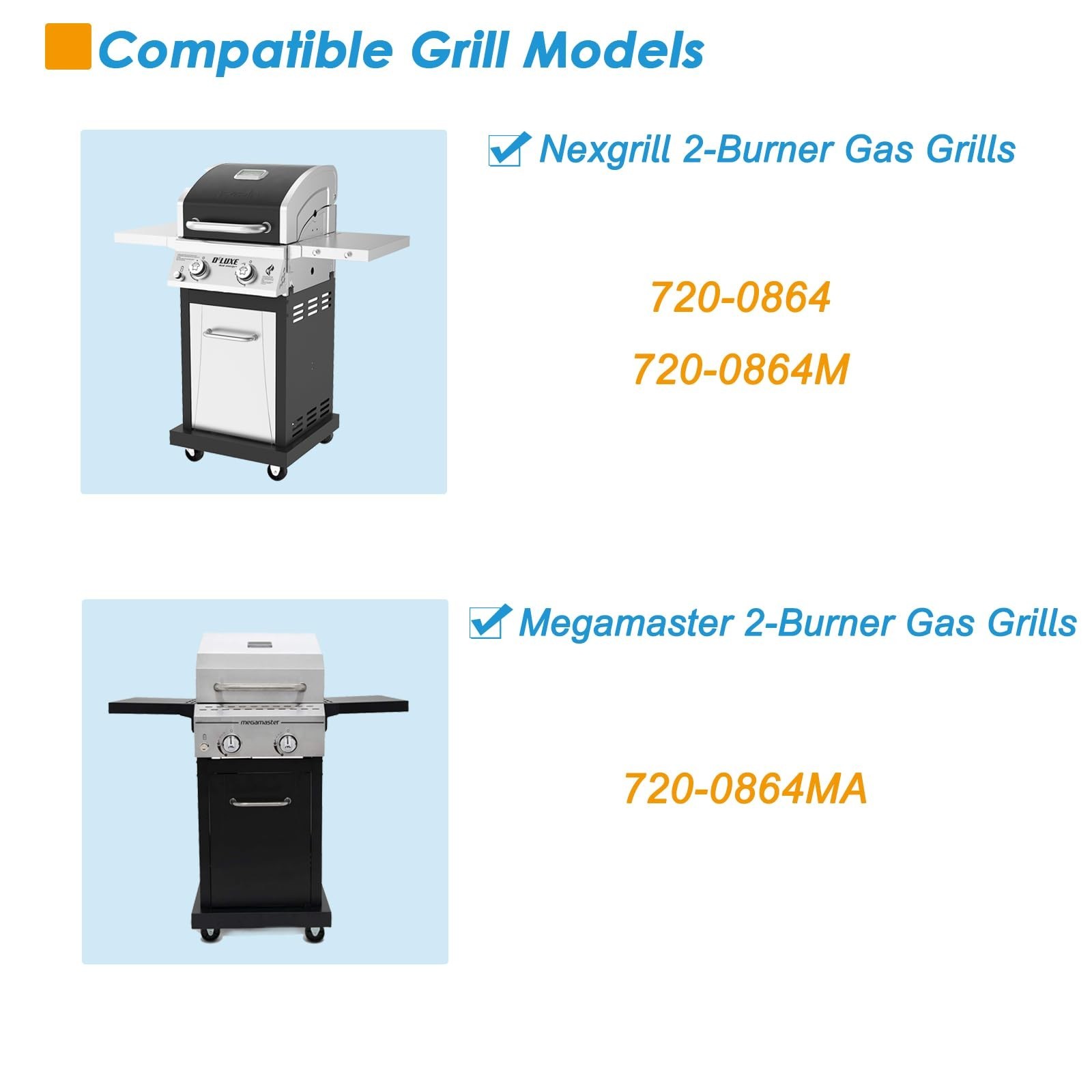 Replacement Parts Kit for Nexgrill 2-Burner 720-0864 720-0864M, Grill Parts K...