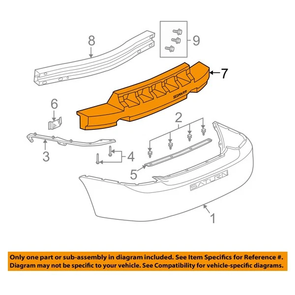 For 03-07 Ion 2.2L 2.4L Sedan Rear Bumper Cover Impact Energy Absorber Foam Pad Foto 3 de 4