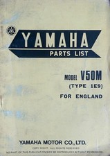 YAMAHA V50M 1977 MODEL - GENUINE YAMAHA ILLUSTRATED PARTS LIST BOOK