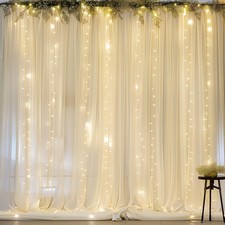 10x10ft Beige Chiffon Backdrop Curtains Wrinkle Free Drapes String Lights