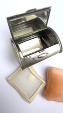 Vintage Compact Powder Elegant silver toned Mirror Compact puff