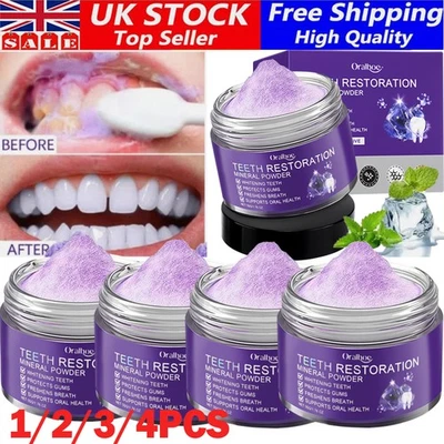 ORALHOE Teeth Restoration Mineral Powder, Teeth Whitening Fresh Breath Stain Cleaning