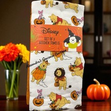 Disney Winnie The Pooh Halloween Set Of 3 Kitchen Towels 100 Cotton 16x26  New