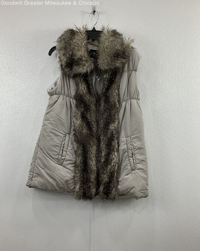 Outdoor Edition by Parkhurst Khaki Vest w/Fur Trim Women's Size L